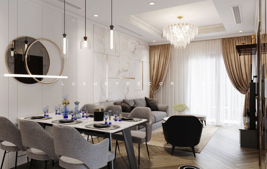 Cho thuê căn hộ 2 phòng ngủ Noble Crystal Long Biên, thiết kế nội thất hiện đại